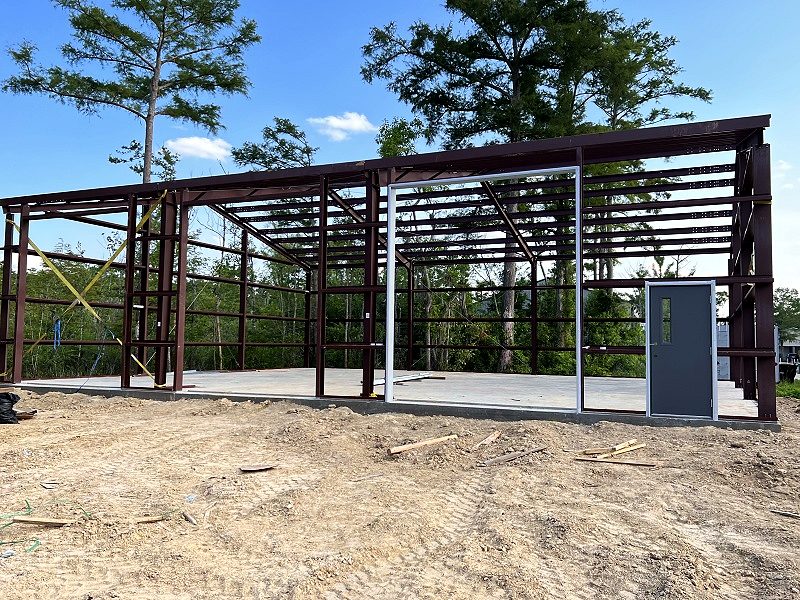 Steel frame of a metal building